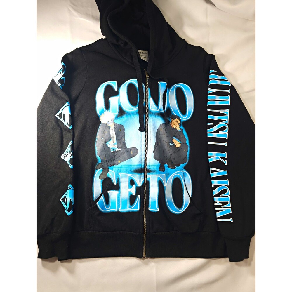 Crunchyroll Jujutsu Kaisen Gojo Geto Full Zip Hoodie Kids M Black